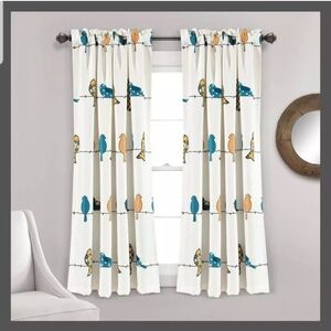 Set of 2 (63"x52") Rowley Birds Light Filtering Window Curtain Panels
